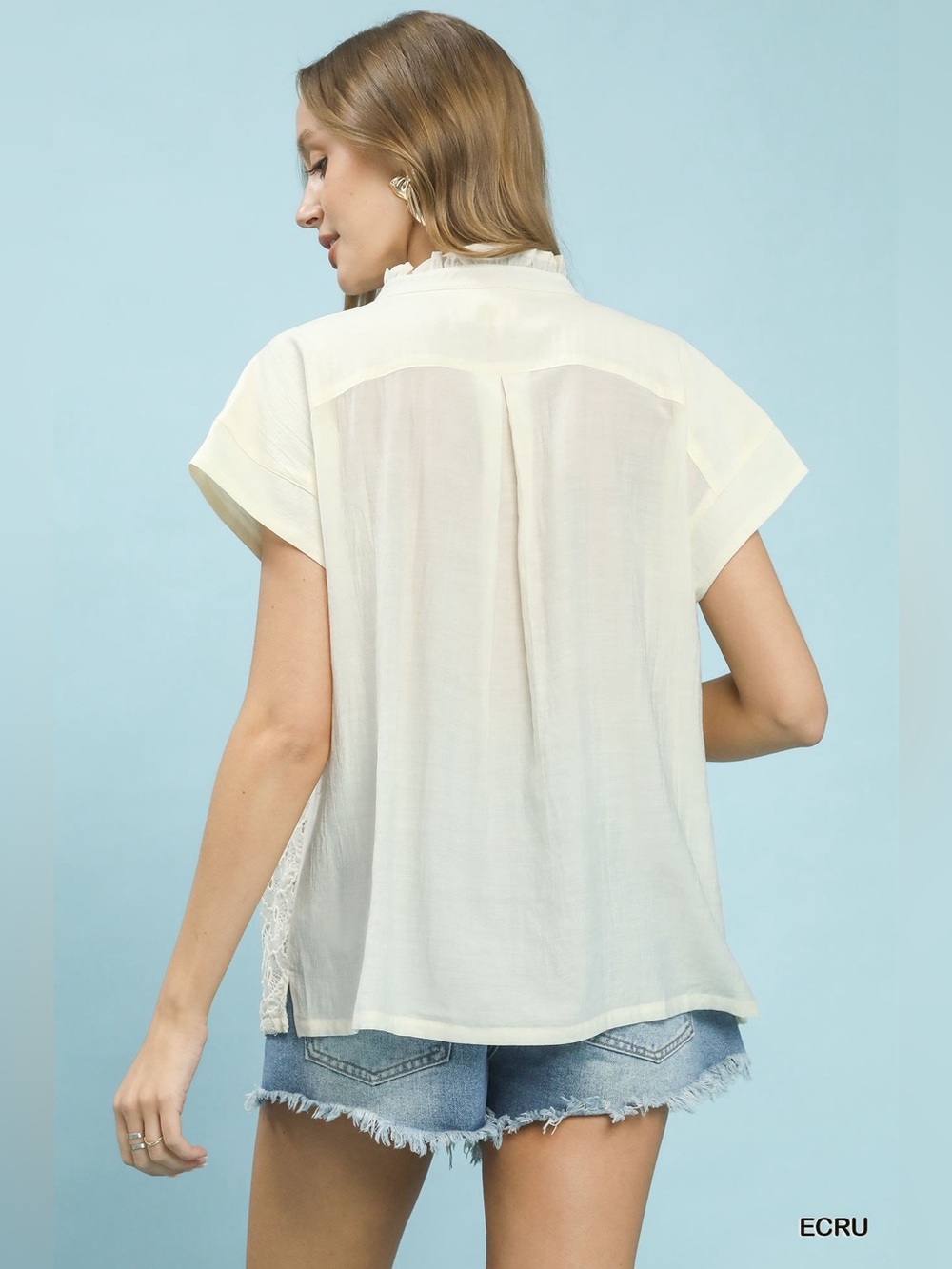 Umgee Lace Button-Front Top - Picture 3 of 7